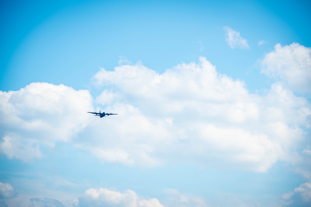 Airdrop during Family Day at 182nd Airlift Wing