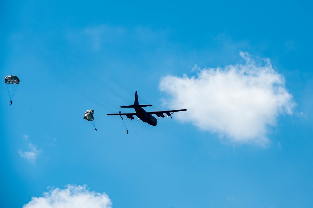 Airdrop during Family Day at 182nd Airlift Wing