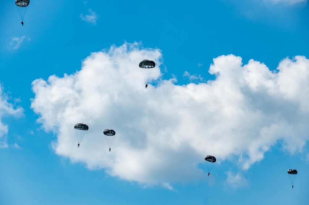 Airdrop during Family Day at 182nd Airlift Wing