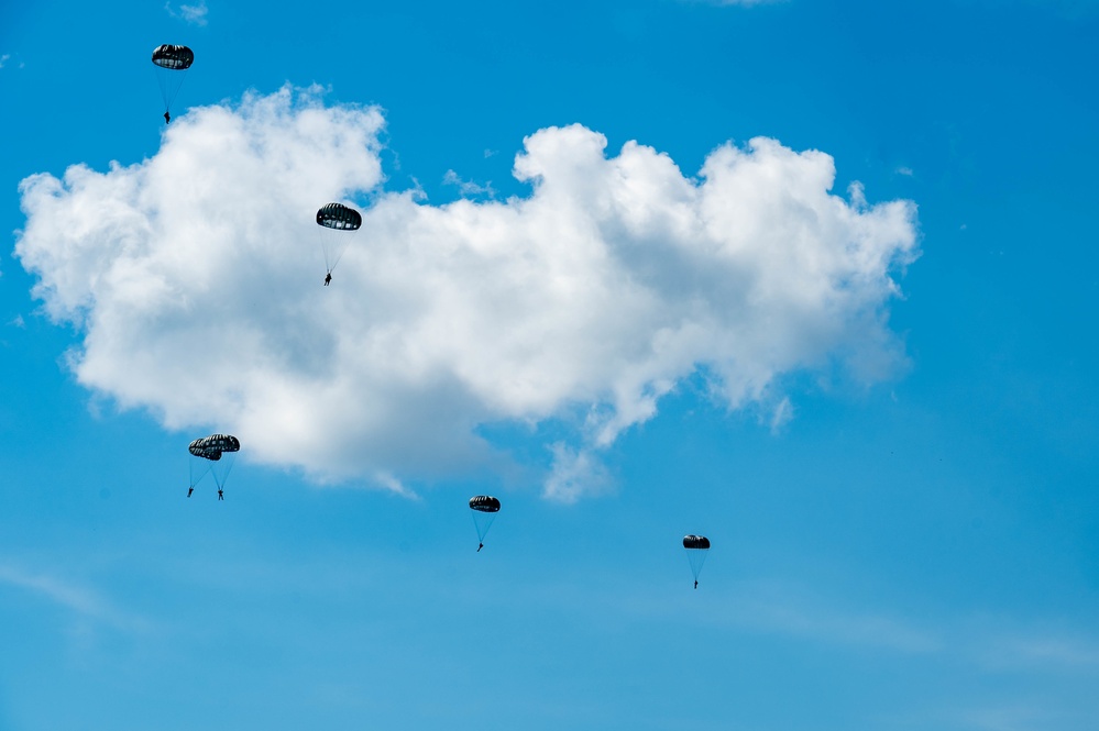 Airdrop during Family Day at 182nd Airlift Wing