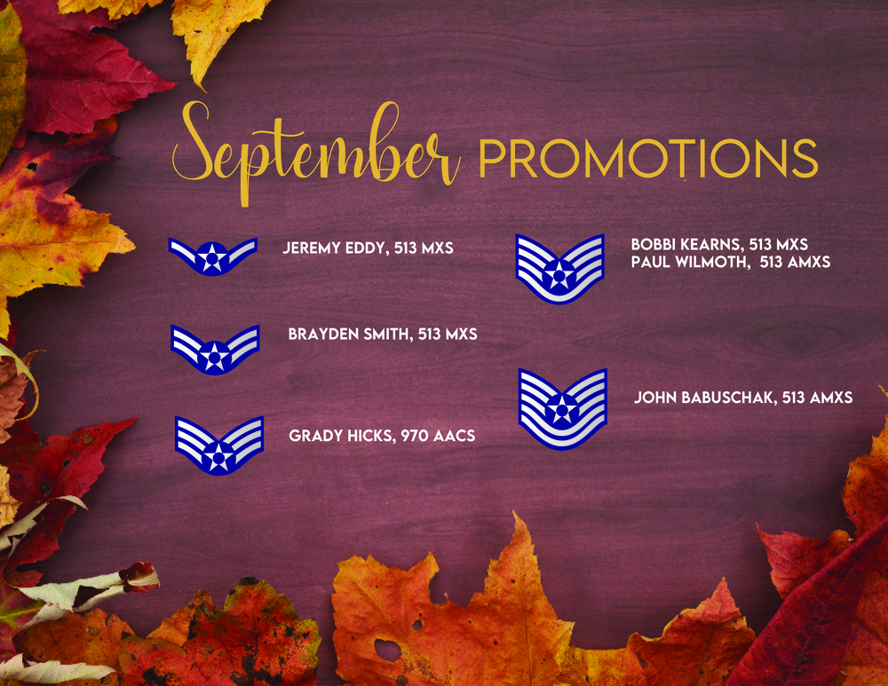 513th Air Control Group September enlisted promotions