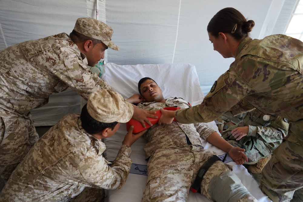 Soldiers conduct hands-on medical training