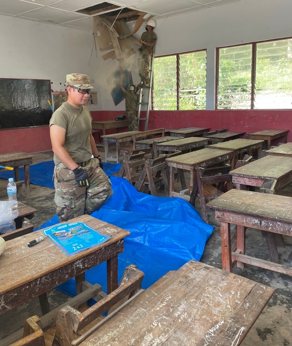 U.S. military civil engineers conduct school renovations for Pacific Angel 22-4