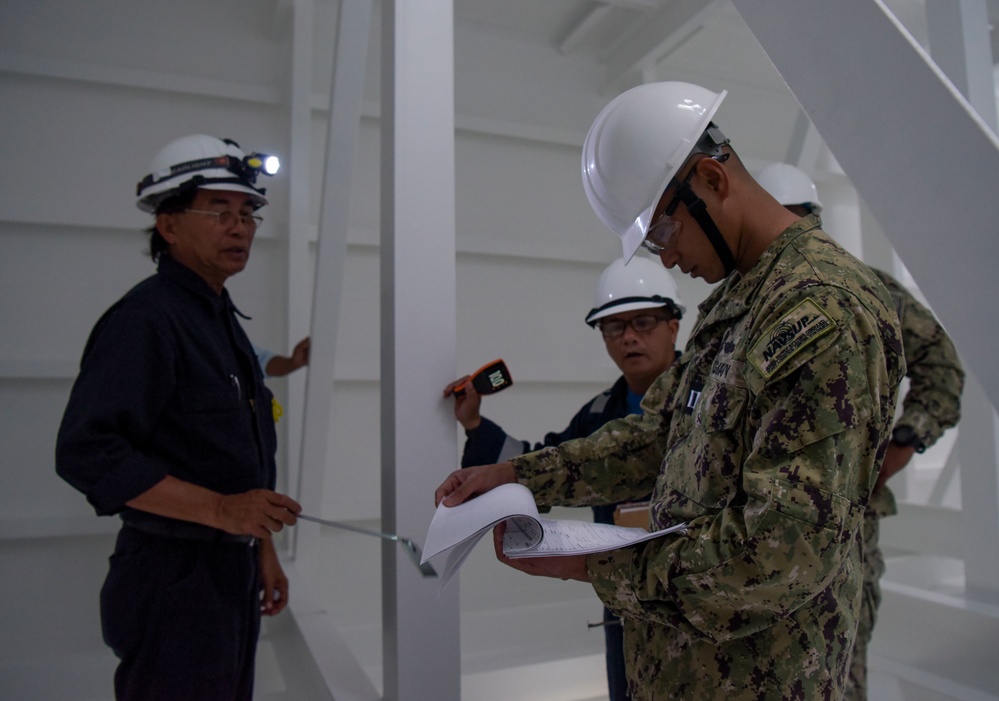 NAVSUP FLC Yokosuka Site Diego Garcia and NSF DG Port Operations Joint Inspection of Fuel Oil Barge YON 307