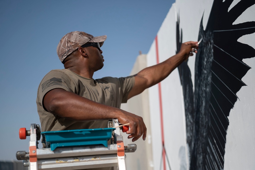 332d Air Expeditionary Wing Unveils 9/11 Themed T-Wall