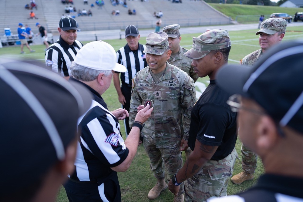 U.S. Army Central coin presented at local game