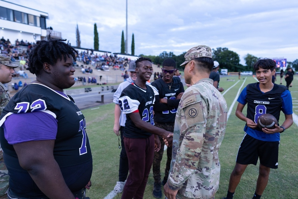 U.S. Army Central coin presented at local game