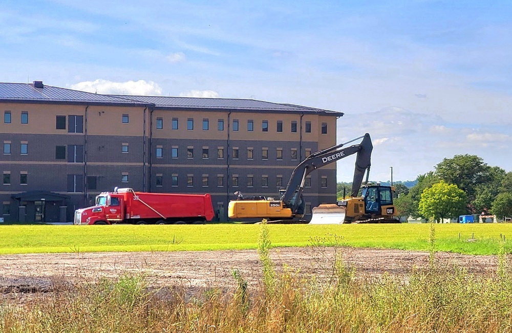 Final exterior grading takes place at fiscal year 2020-funded barracks project at Fort McCoy