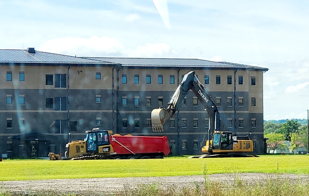 Final exterior grading takes place at fiscal year 2020-funded barracks project at Fort McCoy