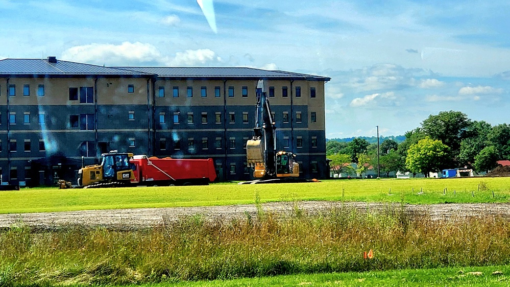 Final exterior grading takes place at fiscal year 2020-funded barracks project at Fort McCoy