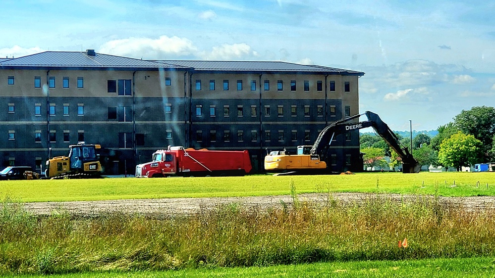 Final exterior grading takes place at fiscal year 2020-funded barracks project at Fort McCoy