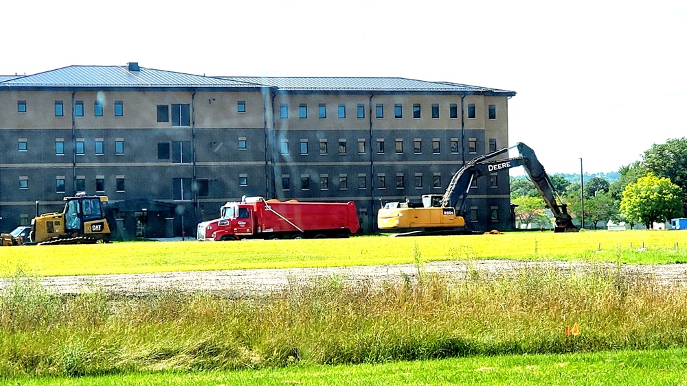 Final exterior grading takes place at fiscal year 2020-funded barracks project at Fort McCoy