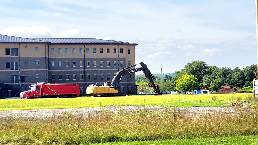 Final exterior grading takes place at fiscal year 2020-funded barracks project at Fort McCoy