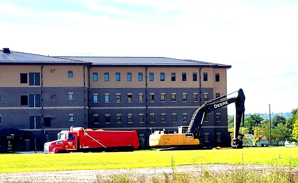 Final exterior grading takes place at fiscal year 2020-funded barracks project at Fort McCoy