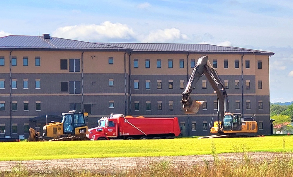 Final exterior grading takes place at fiscal year 2020-funded barracks project at Fort McCoy