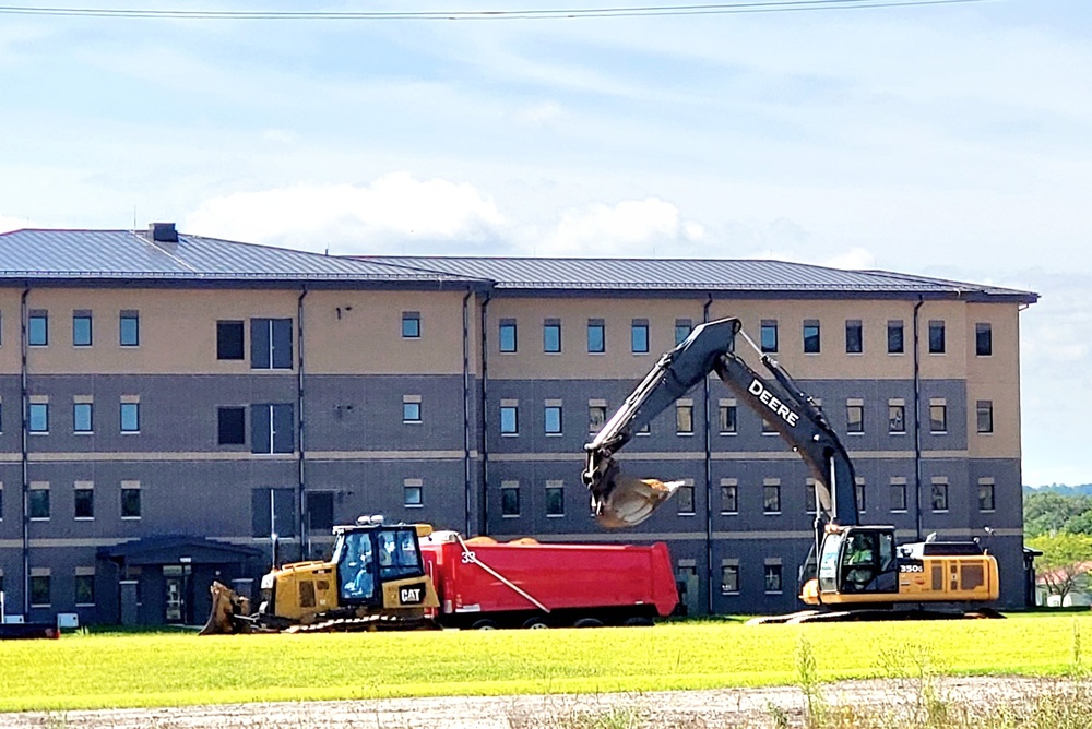 Final exterior grading takes place at fiscal year 2020-funded barracks project at Fort McCoy