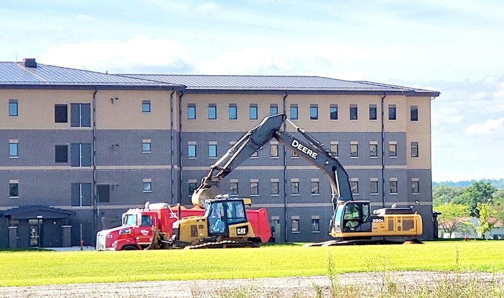 Final exterior grading takes place at fiscal year 2020-funded barracks project at Fort McCoy