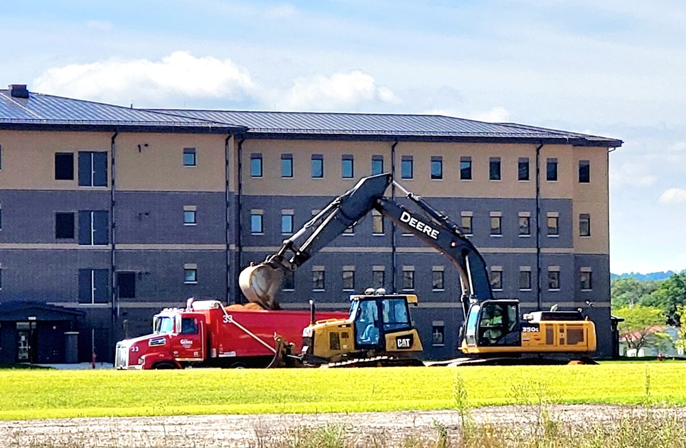 Final exterior grading takes place at fiscal year 2020-funded barracks project at Fort McCoy