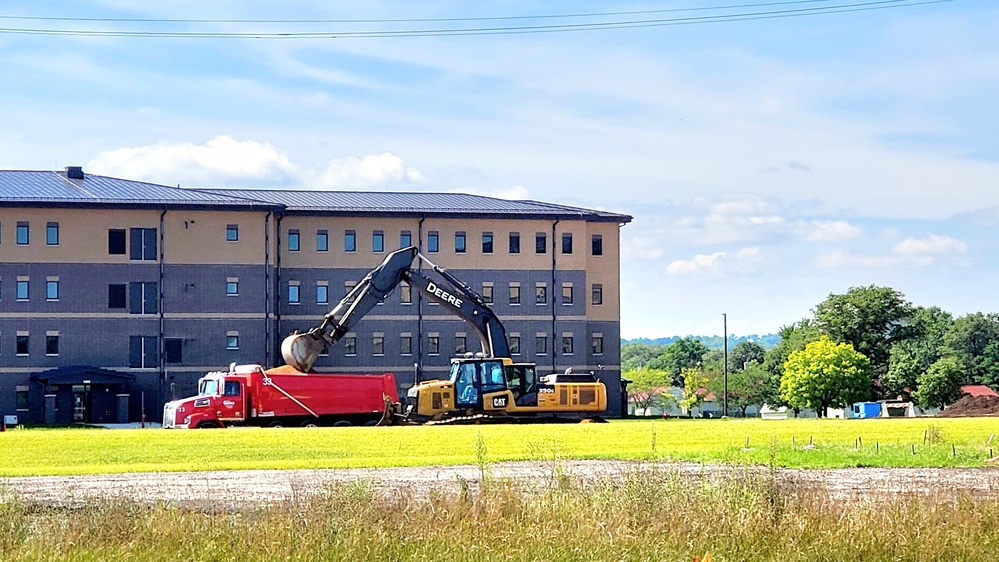 Final exterior grading takes place at fiscal year 2020-funded barracks project at Fort McCoy