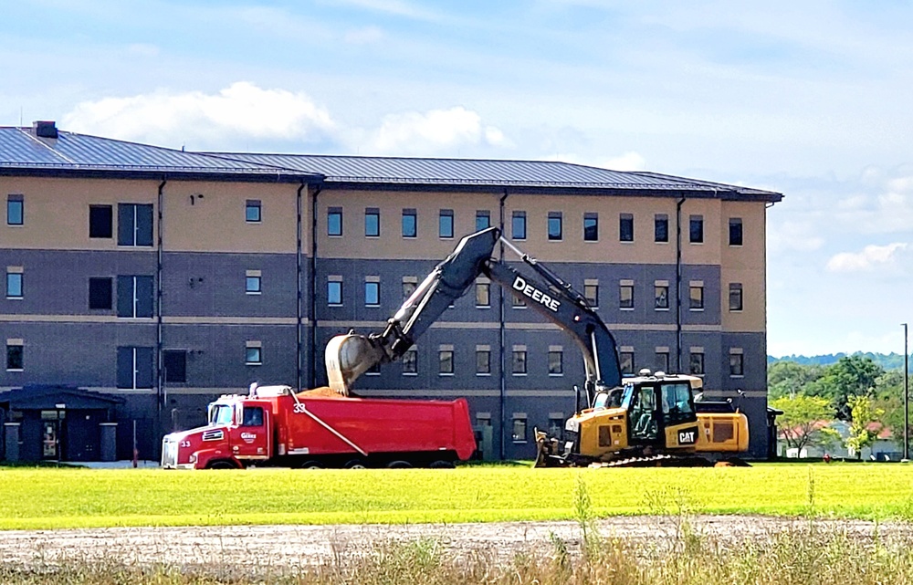 Final exterior grading takes place at fiscal year 2020-funded barracks project at Fort McCoy