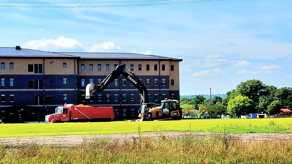 Final exterior grading takes place at fiscal year 2020-funded barracks project at Fort McCoy