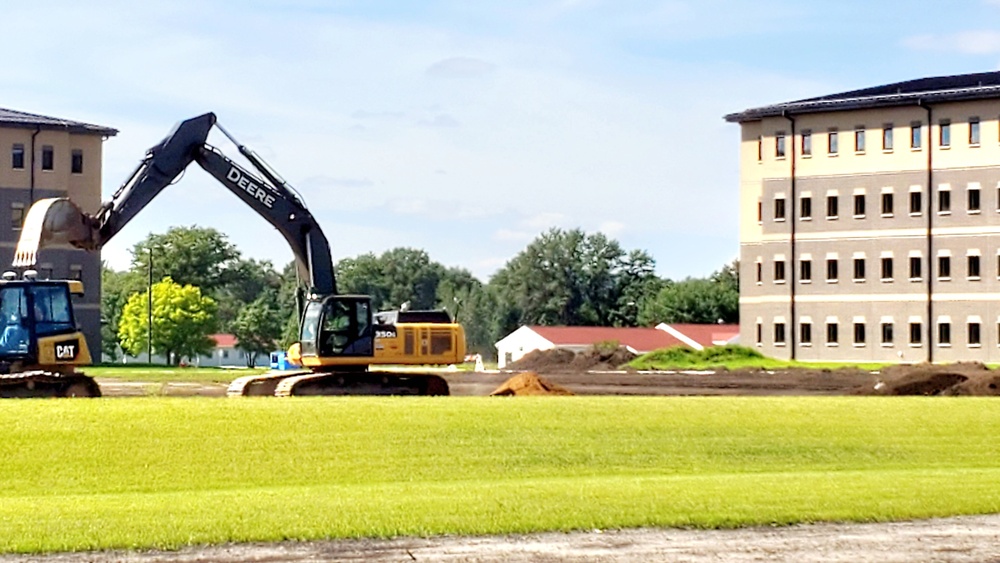 Final exterior grading takes place at fiscal year 2020-funded barracks project at Fort McCoy