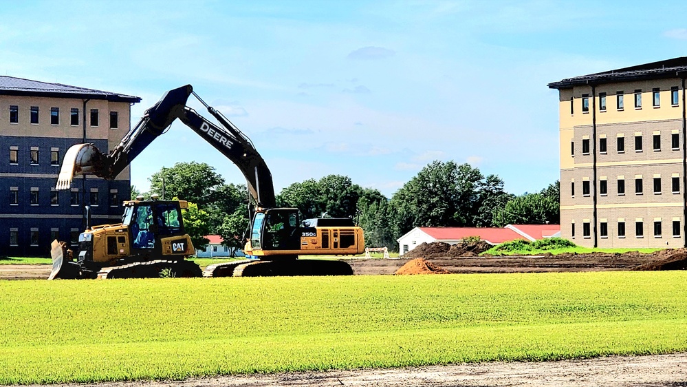 Final exterior grading takes place at fiscal year 2020-funded barracks project at Fort McCoy