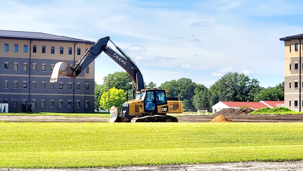 Final exterior grading takes place at fiscal year 2020-funded barracks project at Fort McCoy