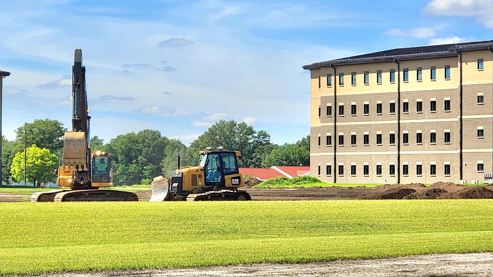 Final exterior grading takes place at fiscal year 2020-funded barracks project at Fort McCoy