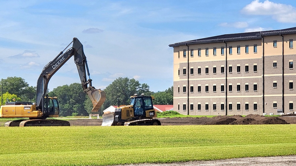 Final exterior grading takes place at fiscal year 2020-funded barracks project at Fort McCoy