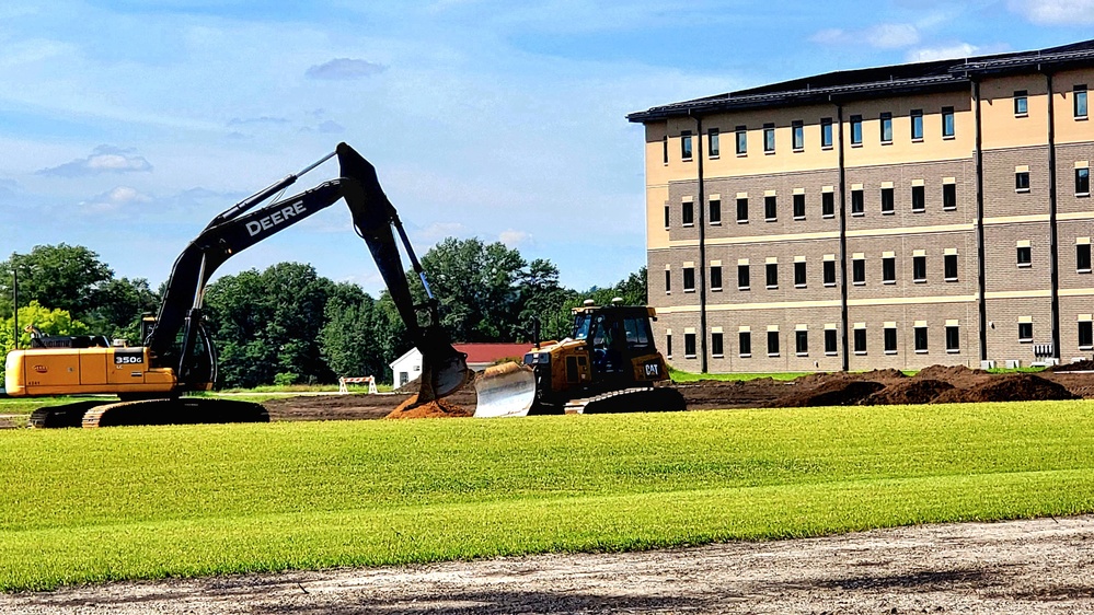 Final exterior grading takes place at fiscal year 2020-funded barracks project at Fort McCoy