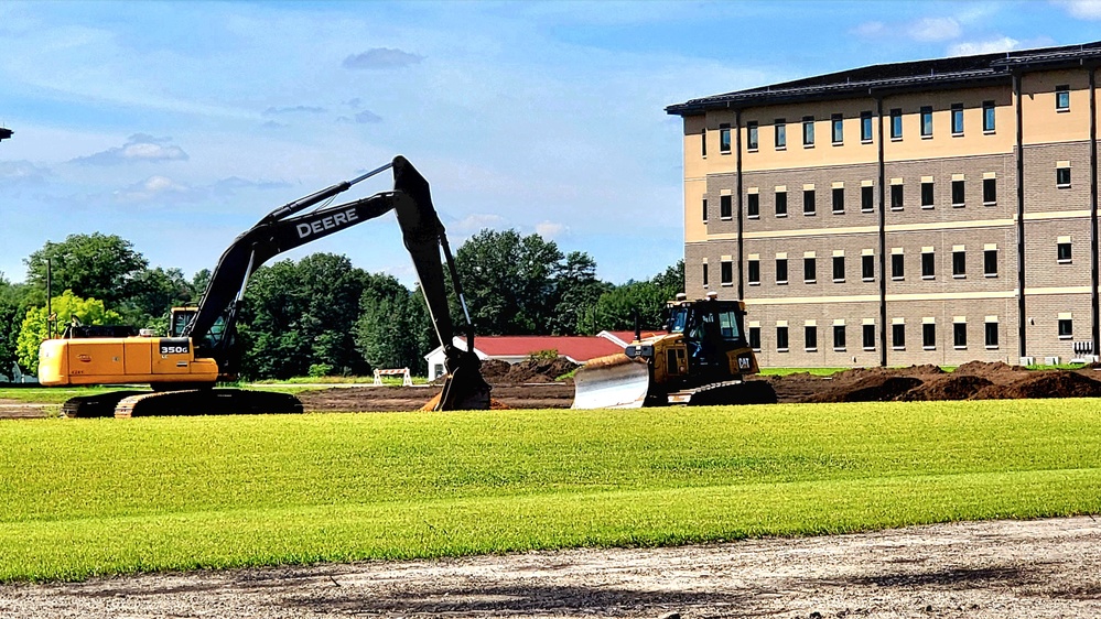 Final exterior grading takes place at fiscal year 2020-funded barracks project at Fort McCoy