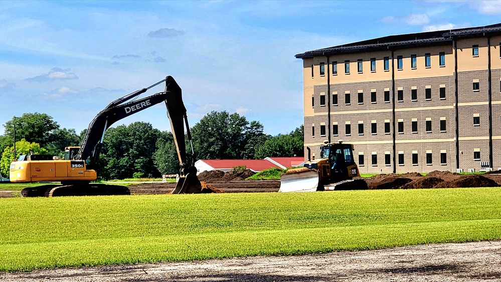 Final exterior grading takes place at fiscal year 2020-funded barracks project at Fort McCoy