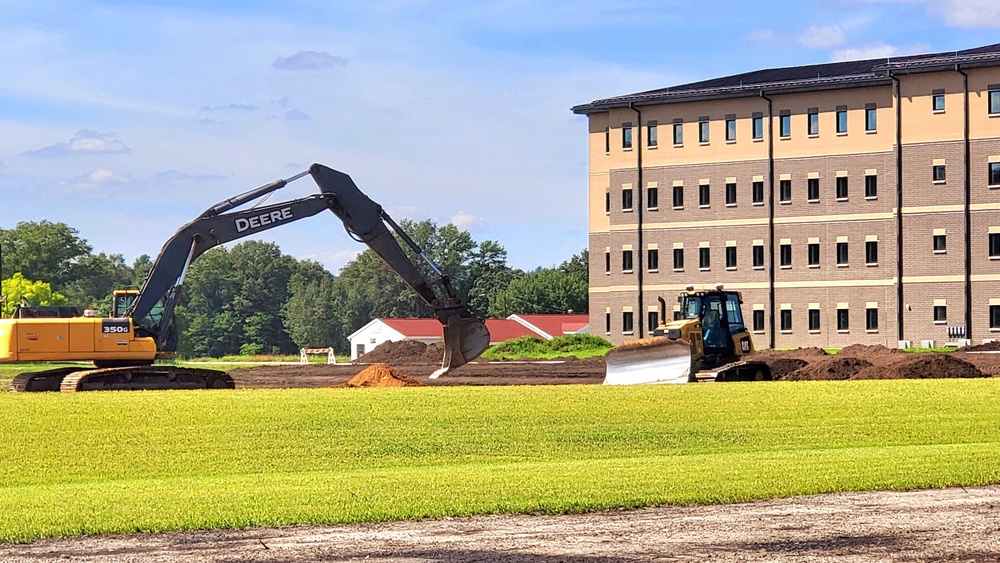 Final exterior grading takes place at fiscal year 2020-funded barracks project at Fort McCoy