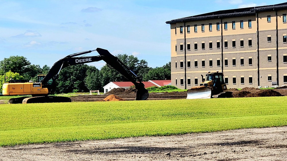 Final exterior grading takes place at fiscal year 2020-funded barracks project at Fort McCoy