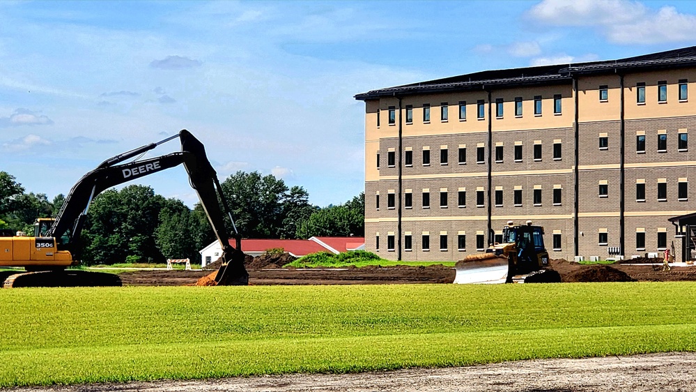 Final exterior grading takes place at fiscal year 2020-funded barracks project at Fort McCoy