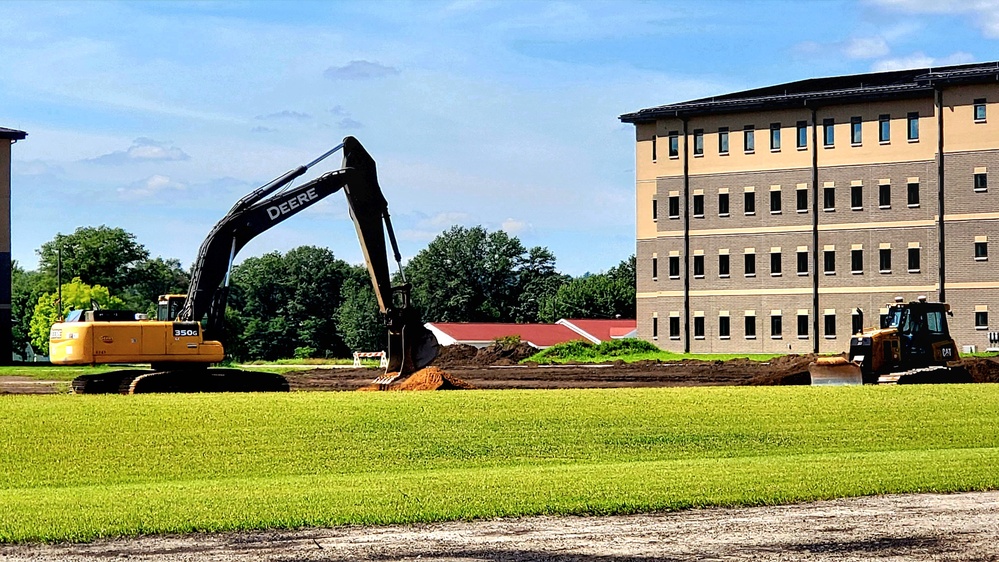 Final exterior grading takes place at fiscal year 2020-funded barracks project at Fort McCoy