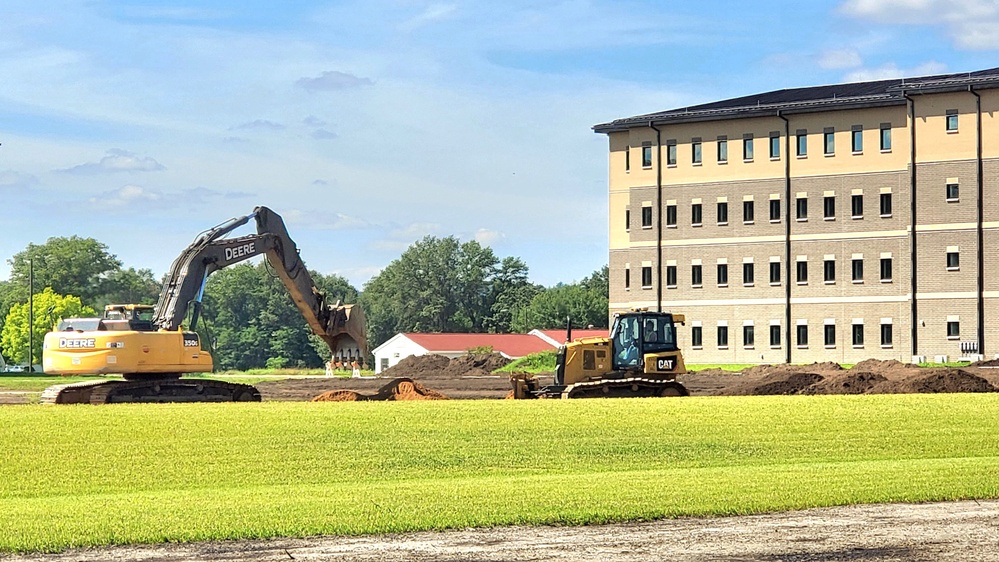 Final exterior grading takes place at fiscal year 2020-funded barracks project at Fort McCoy