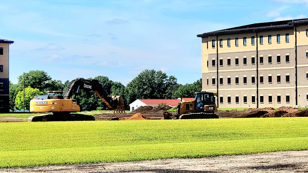 Final exterior grading takes place at fiscal year 2020-funded barracks project at Fort McCoy