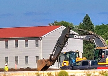 Final exterior grading takes place at fiscal year 2020-funded barracks project at Fort McCoy