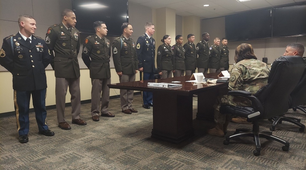 Drill Sergeants of the Year from all of the U.S. Army Centers of Excellence meet with the Drill Sergeant of the Year board panelists