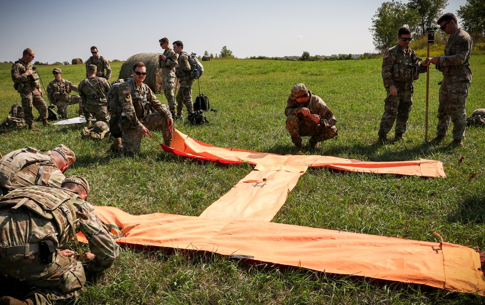 U.S. Soldiers conduct air drop, sling load operations during Pathfinder course at Camp Dodge