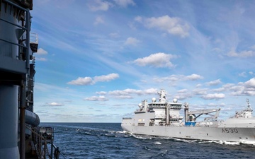 Replenishment at Sea with Norwegian Replenishment Oiler HNoMS Maud (A530)