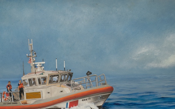 US Coast Guard Art Program 2016 Collection, Ob ID# 201601, &quot;First Escort,&quot; C.R. &quot;Bob&quot; Bryant (1 of 26)