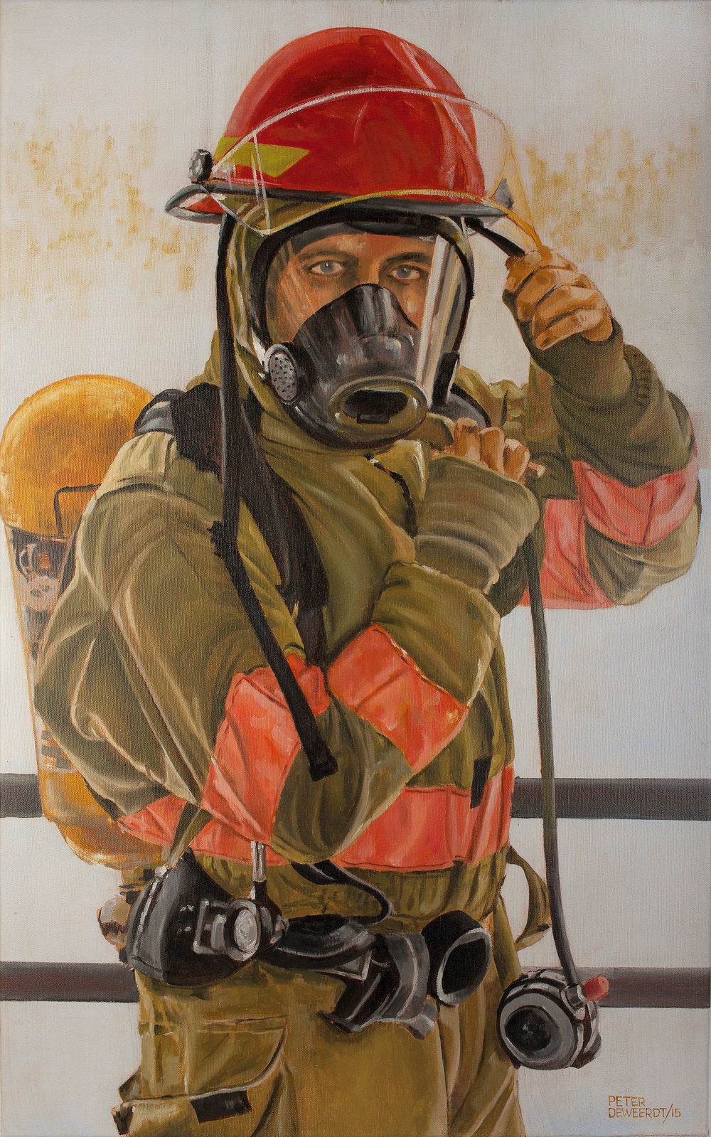 US Coast Guard Art Program 2016 Collection, Ob ID # 201606, &quot;Tribute to Coast Guard Firefighters,&quot; Peter DeWeerdt (6 of 26)