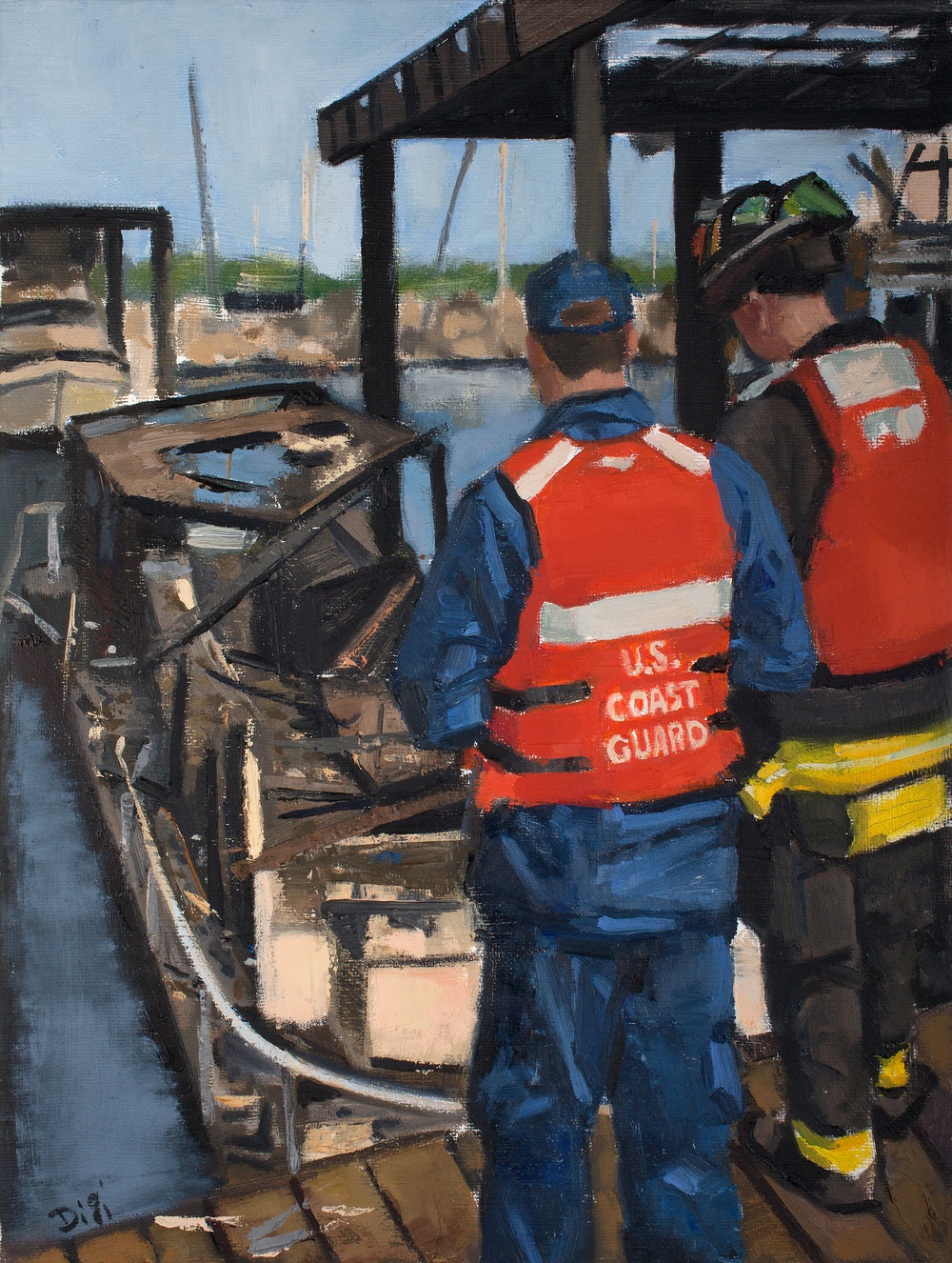 US Coast Guard Art Program 2016 Collection, Ob ID # 201607, &quot;Fire Inspection Team,&quot; Amy Digi (7 of 26)