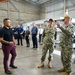 Capt. Cory Schemm and Rear. Adm. Bradley Rosen discuss the new warehouse technologies during a tour of NAVSUP’s 5G smart warehouse located on Naval Air Station North Island 8 Sept 2022.