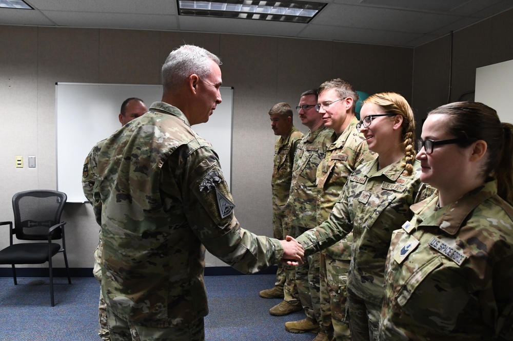 Lt. Gen. Stephen N. Whiting, Space Operations Command Commander visits Clear Space Force Station Airmen and Guardians