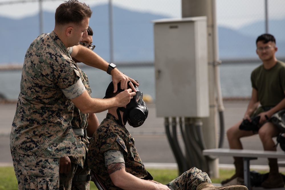 U.S. Marines with MAG-12 conduct CBRN training