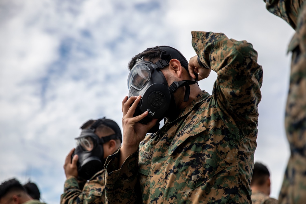 U.S. Marines with MAG-12 conduct CBRN training